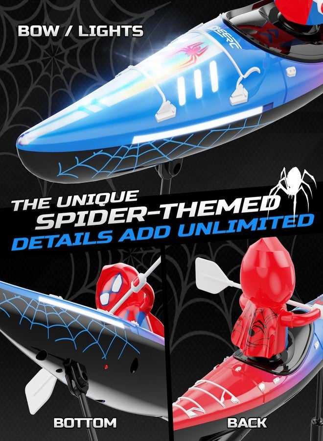 ديرك قارب DEERC صغير يعمل بالتحكم عن بعد للأطفال، طراز Spider Kayak، بتردد 2.4 جيجاهرتز، مزود بإضاءة LED، لعبة مائية لا تنقلب أبدًا، مناسبة للمسابح والبحيرات وأحواض الاستحمام، هدية مثالية لأعياد ميلاد الأولاد والبنات من عمر 4 إلى 8 سنوات. - Image 3